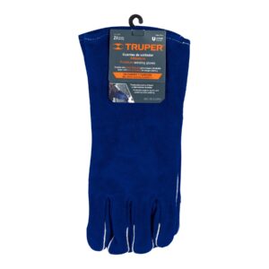 guantes azules reforzados para soldador truper 7c7