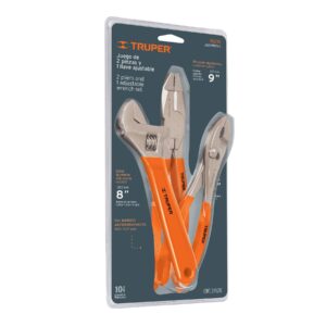 juego con 2 pinzas y 1 llave ajustable mango de pvc truper 8d4